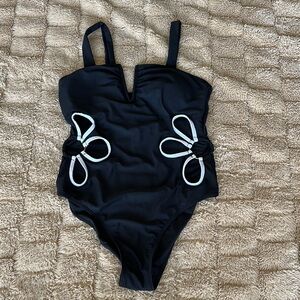 Black Swimsuit with White Accents